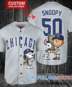 Chicago Cubs x Snoopy and Charlie Brown with Trophy Baseball Jersey Gray