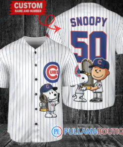 Chicago Cubs x Snoopy and Charlie Brown with Trophy Baseball Jersey White