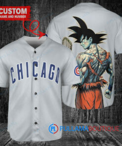 Chicago Cubs x Son Goku Kakarot Super Saiyan Dragon Ball Z with Trophy Baseball Jersey Gray