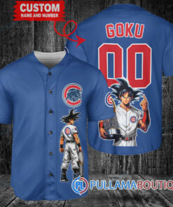 Chicago Cubs x Son Goku Kakarot Super Saiyan Dragon Ball Z with Trophy Baseball Jersey Royal V2