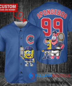 Chicago Cubs x SpongeBob SquarePants with Trophy Custom Baseball Jersey Royal