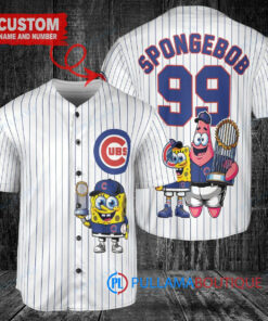 Chicago Cubs x SpongeBob SquarePants with Trophy Custom Baseball Jersey White