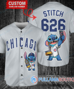 Chicago Cubs x Stitch with Trophy Baseball Jersey Gray