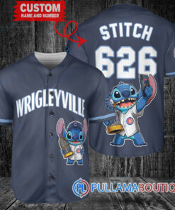 Chicago Cubs x Stitch with Trophy Baseball Jersey Navy