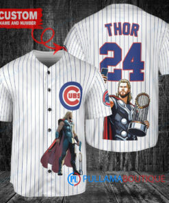 Chicago Cubs x Thor Marvel with Trophy Custom Baseball Jersey White