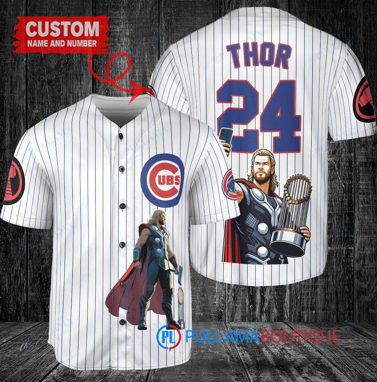 Texas Rangers x Thor Marvel with Trophy Custom Baseball Jersey White