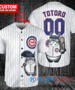 Chicago Cubs x Totoro Studio Ghibli with Trophy Custom Baseball Jersey White