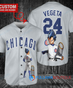 Chicago Cubs x Vegeta Super Saiyan Dragon Ball Z with Trophy Custom Baseball Jersey Gray