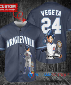 Chicago Cubs x Vegeta Super Saiyan Dragon Ball Z with Trophy Custom Baseball Jersey Navy