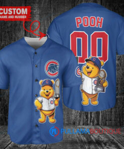 Chicago Cubs x Winnie the Pooh with Trophy Custom Baseball Jersey Royal