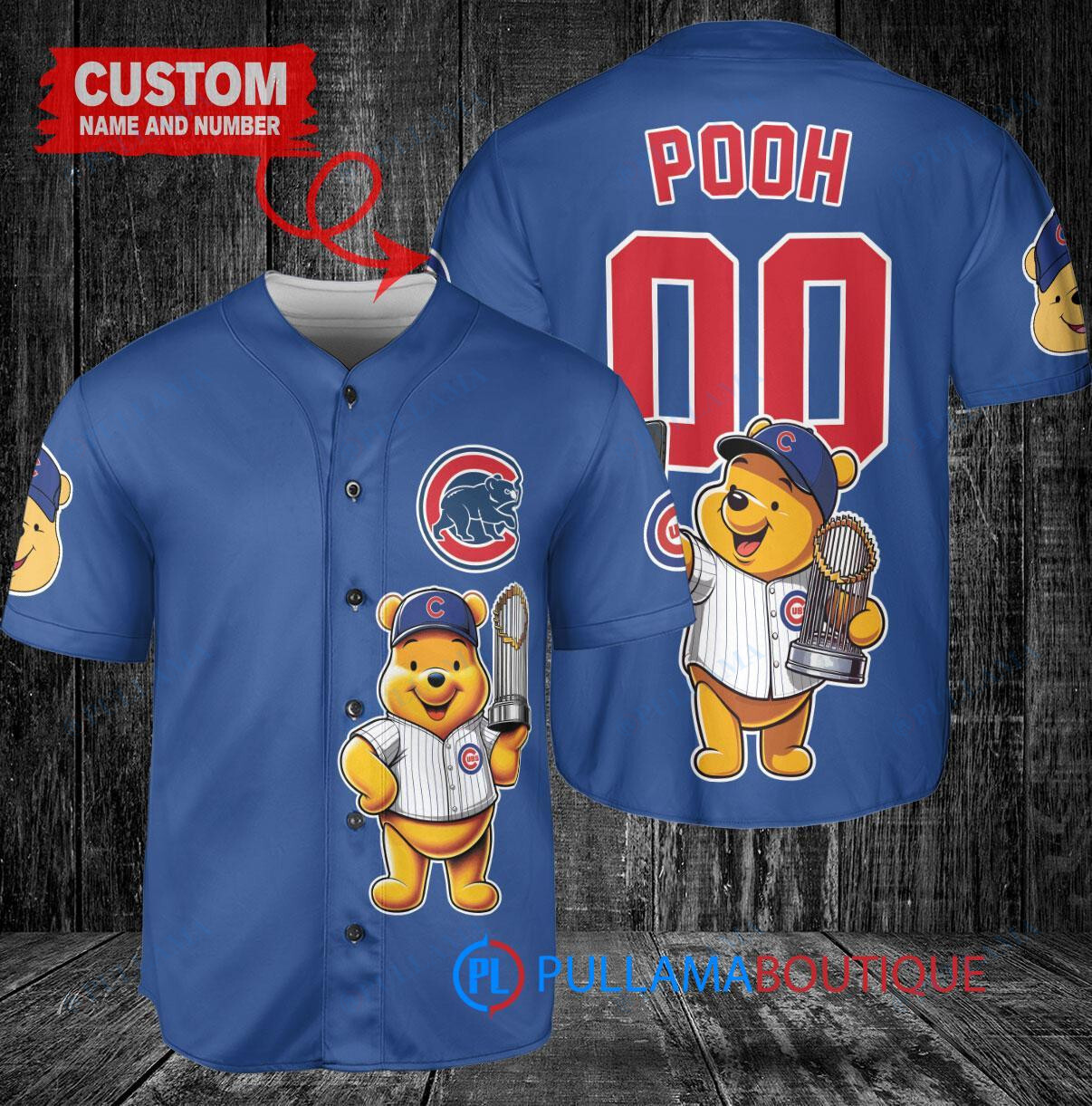 Houston Astros x Winnie the Pooh with Trophy Custom Baseball Jersey Navy City Connect