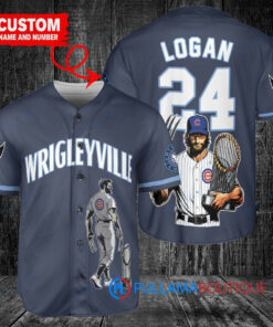 Chicago Cubs x Wolverine Logan with Trophy Custom Baseball Jersey Navy