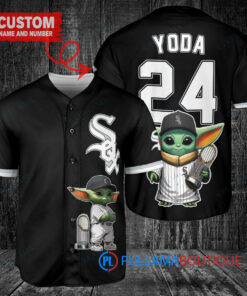 Chicago White Sox Baby Yoda Star Wars Mandalorian Trophy Baseball Jersey Black