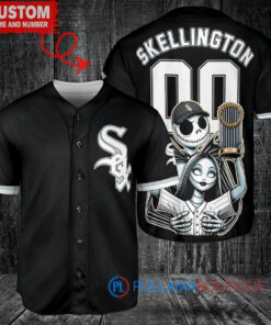 Chicago White Sox Jack Skellington Sally World Series Trophy Baseball Jersey Black