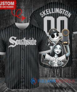 Chicago White Sox Jack Skellington Sally World Series Trophy Baseball Jersey Black V2