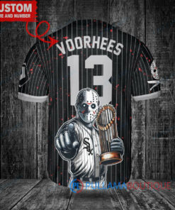 Chicago White Sox Jason Voorhees Halloween World Series Trophy Baseball Jersey Black