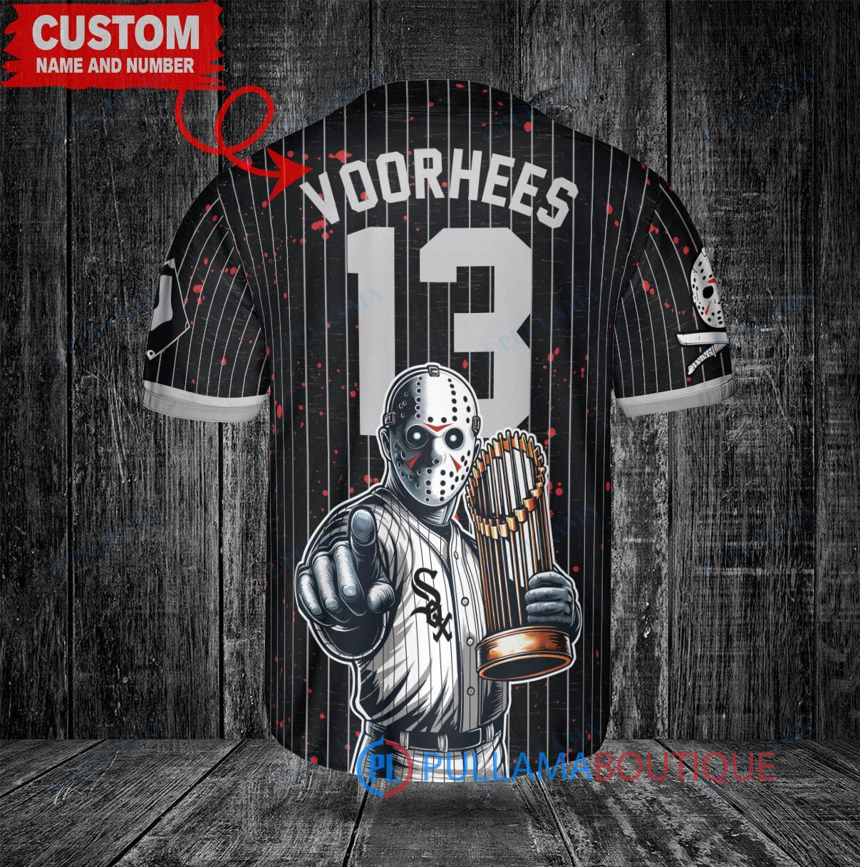 Baltimore Orioles x Friday the 13th Jason Voorhees Halloween with World Series Trophy Custom Baseball Jersey White