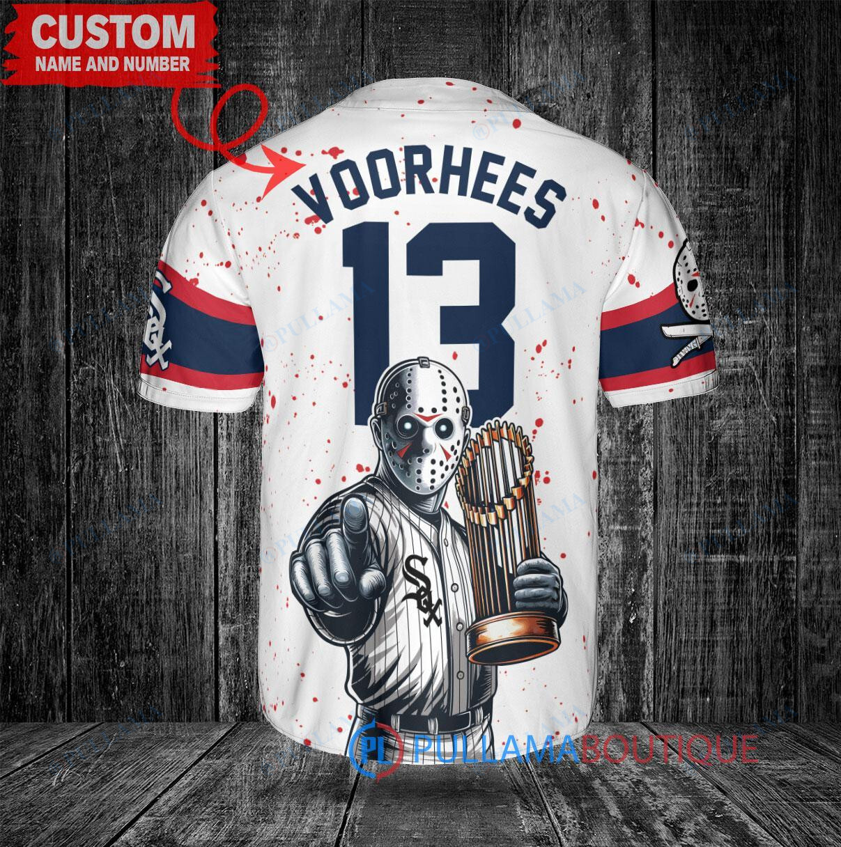 St. Louis Cardinals x Friday the 13th Jason Voorhees Halloween with World Series Trophy Custom Baseball Jersey White