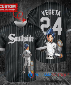 Chicago White Sox Vegeta Super Saiyan Dragon Ball Z Trophy Baseball Jersey Black