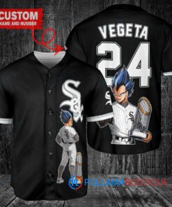 Chicago White Sox Vegeta Super Saiyan Dragon Ball Z Trophy Baseball Jersey Black V2