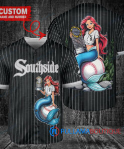 Chicago White Sox x Ariel Mermaid with Trophy Custom Baseball Jersey Black City Connect