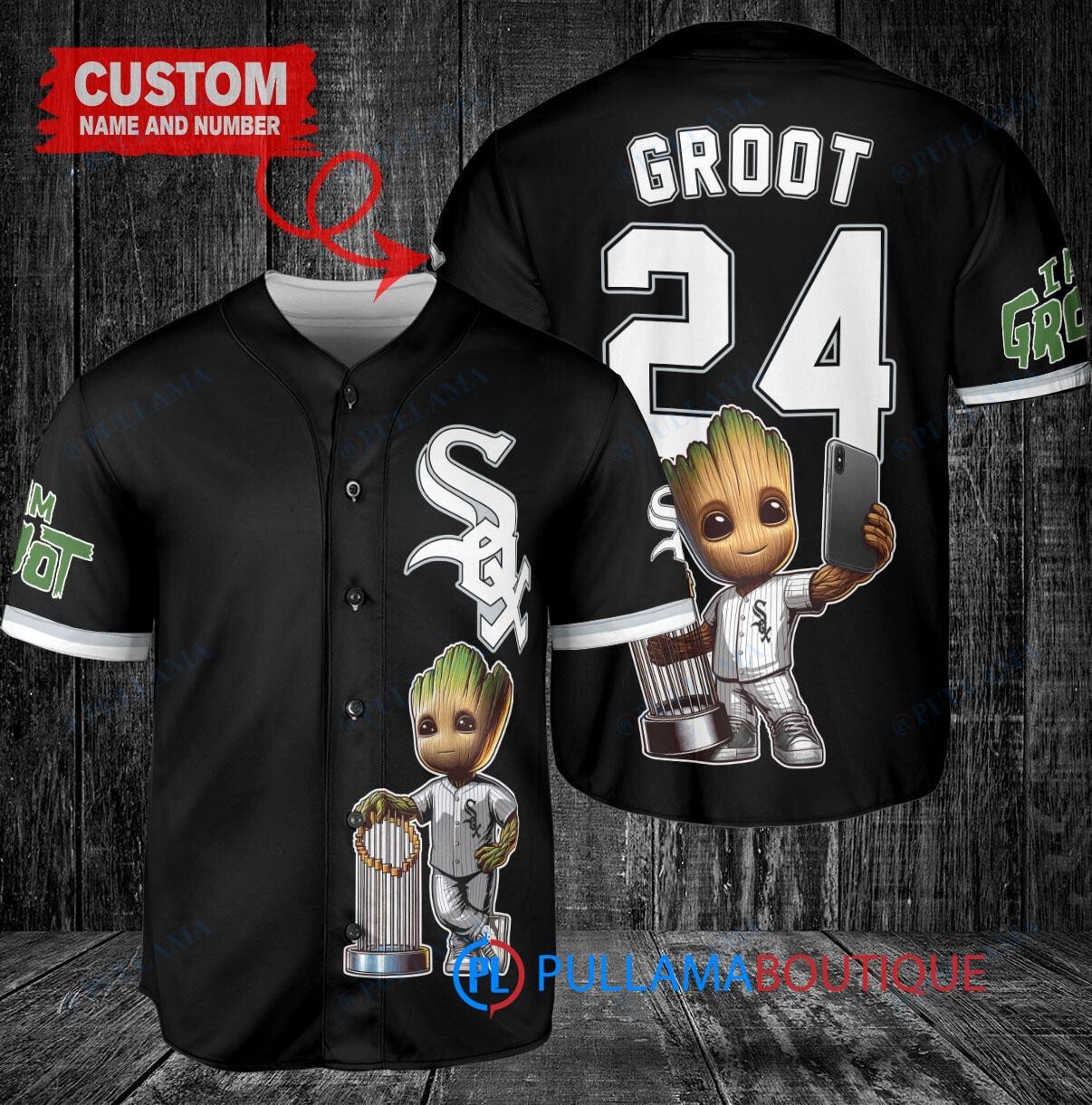 Kansas City Royals x Baby Groot Marvel Guardians Of The Galaxy with Trophy Custom Baseball Jersey White