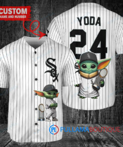 Chicago White Sox x Baby Yoda Star Wars The Mandalorian with Trophy Custom Baseball Jersey White