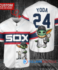 Chicago White Sox x Baby Yoda Star Wars The Mandalorian with Trophy Custom Baseball Jersey White Stripe