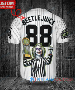 Chicago White Sox x Beetlejuice Halloween with World Series Trophy Custom Baseball Jersey White