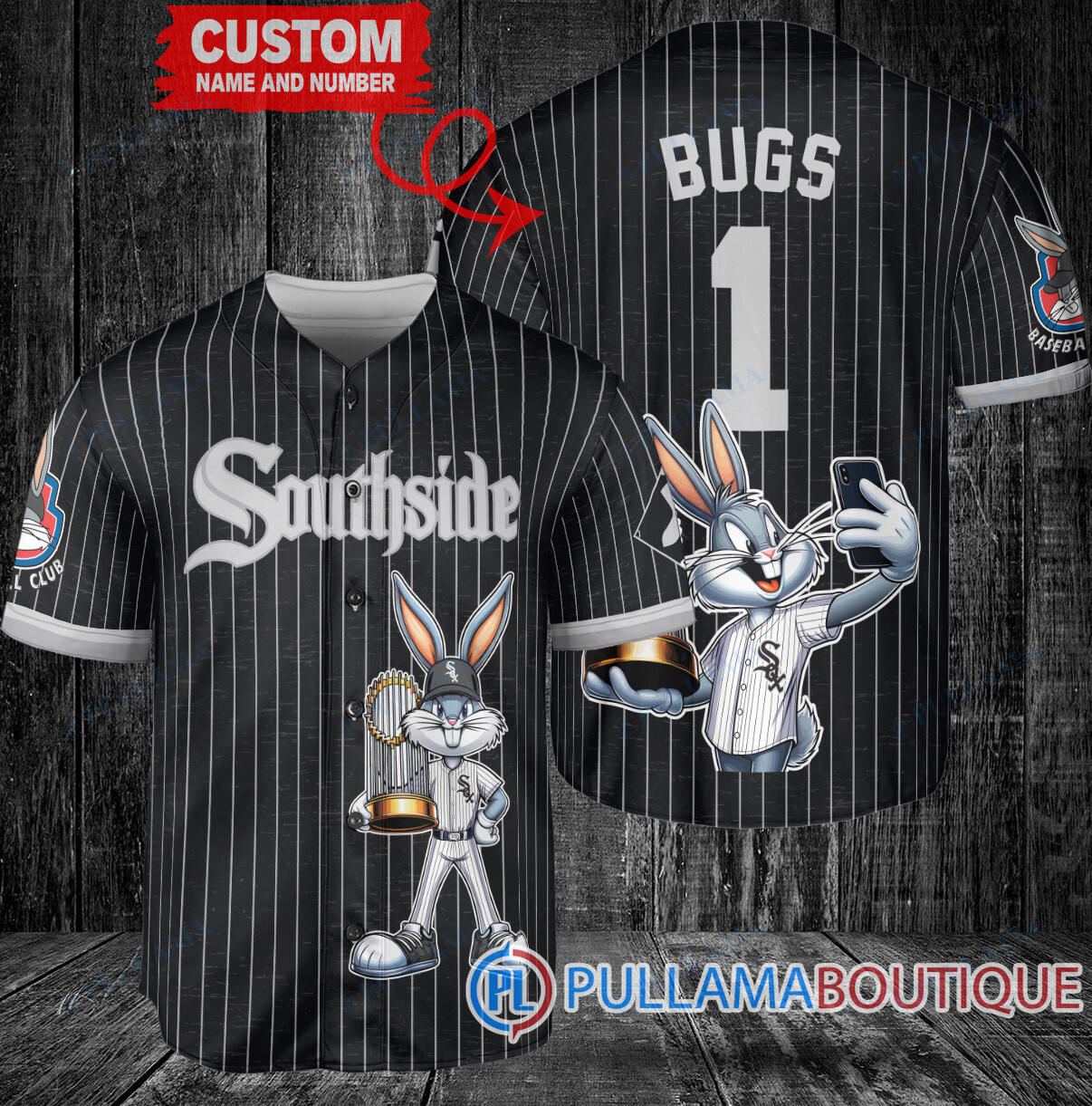 Los Angeles Dodgers x Bugs Bunny with Trophy Baseball Jersey Navy