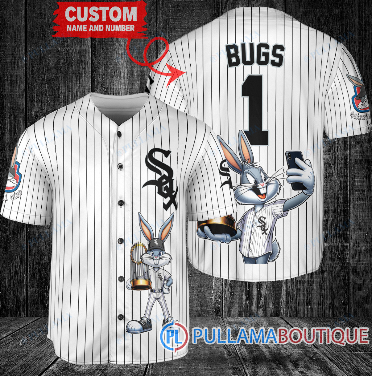 Chicago Cubs x Bugs Bunny with Trophy Baseball Jersey White