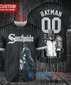 Chicago White Sox x DC Comics Batman The Dark Knight with Trophy Custom Baseball Jersey Black City Connect