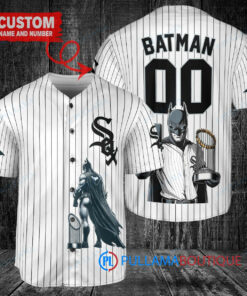 Chicago White Sox x DC Comics Batman The Dark Knight with Trophy Custom Baseball Jersey White