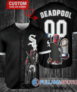 Chicago White Sox x Deadpool with Trophy Baseball Jersey Black