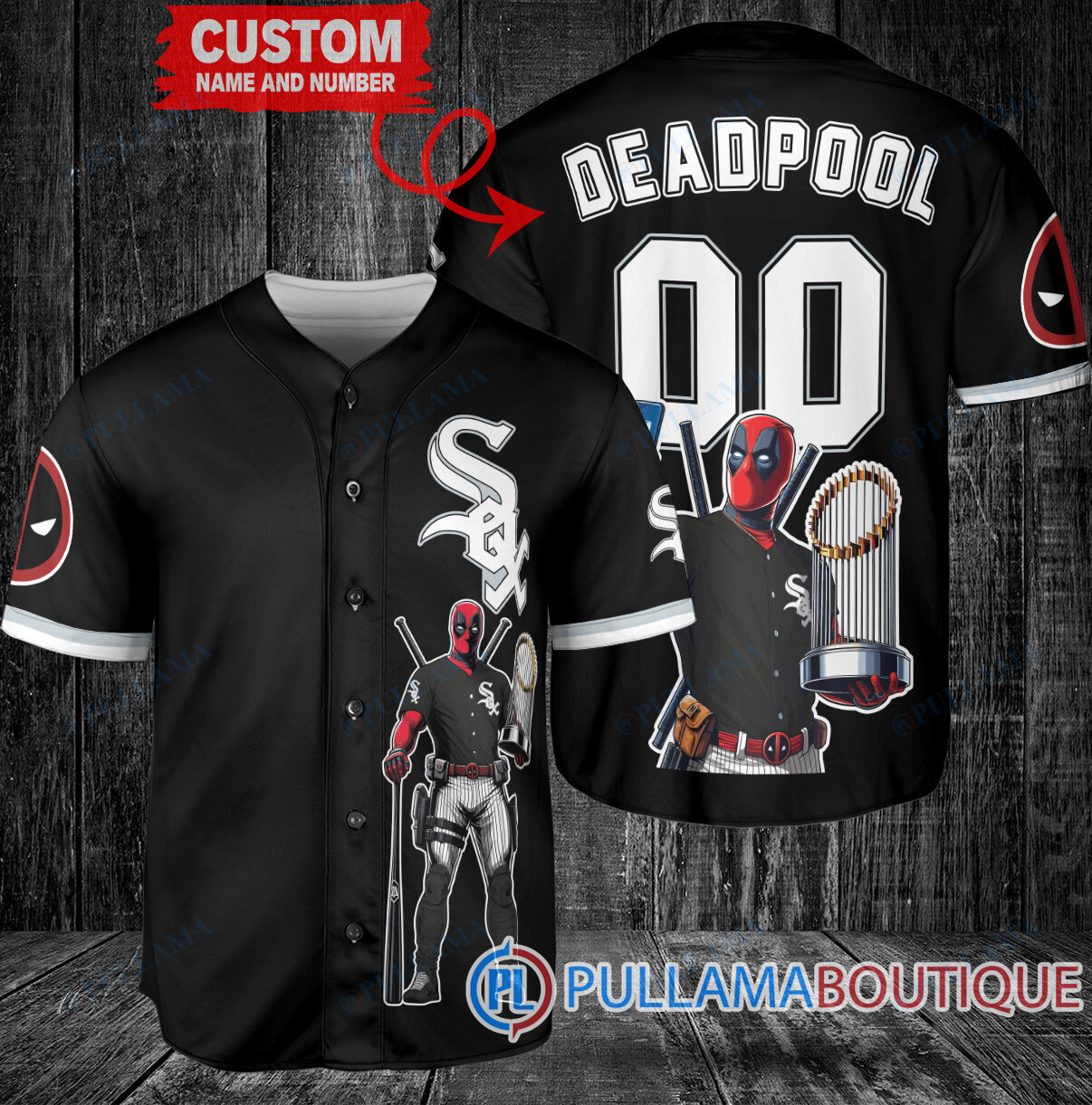 Oakland Athletics x Deadpool with Trophy Baseball Jersey White