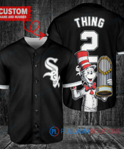 Chicago White Sox x Dr Seuss with World Series Trophy Custom Baseball Jersey Black