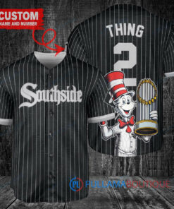 Chicago White Sox x Dr Seuss with World Series Trophy Custom Baseball Jersey Black City Connect