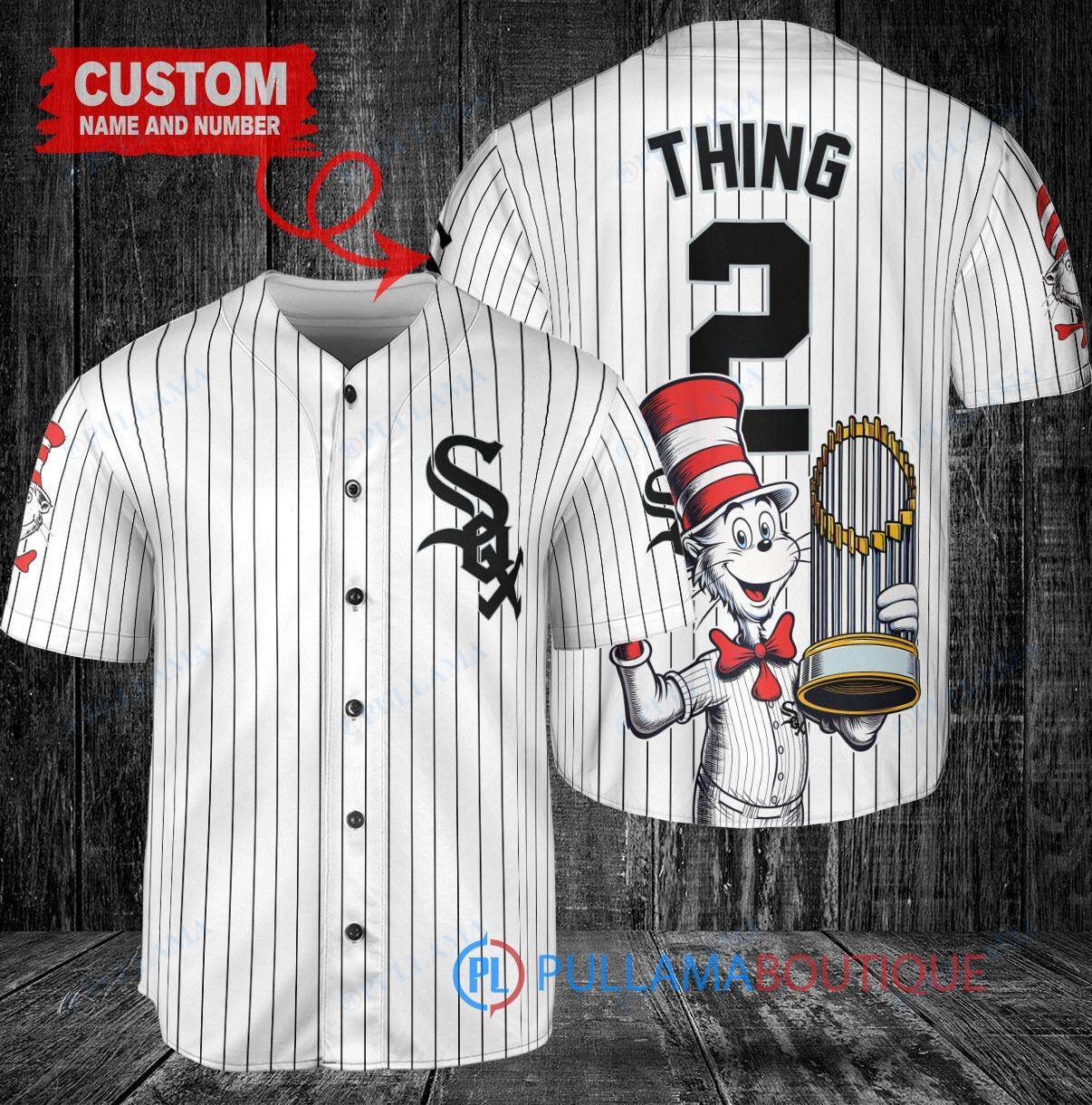 Detroit Tigers x Dr Seuss with World Series Trophy Custom Baseball Jersey White