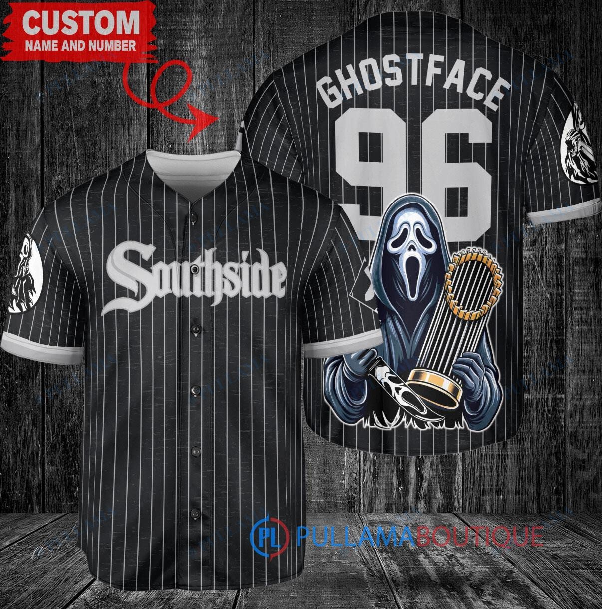 Arizona Diamondbacks x Ghostface Scream Halloween Halloween with World Series Trophy Custom Baseball Jersey Sand