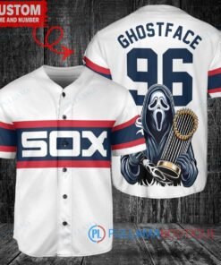 Chicago White Sox x Ghostface Scream Halloween Halloween with World Series Trophy Custom Baseball Jersey White Stripe