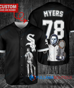 Chicago White Sox x Halloween Michael Myers with Trophy Custom Baseball Jersey Black