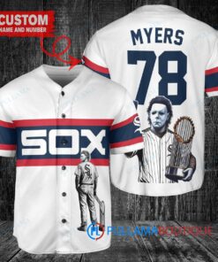 Chicago White Sox x Halloween Michael Myers with Trophy Custom Baseball Jersey White Stripe