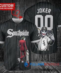 Chicago White Sox x Joker DC Comics with Trophy Custom Baseball Jersey Black City Connect