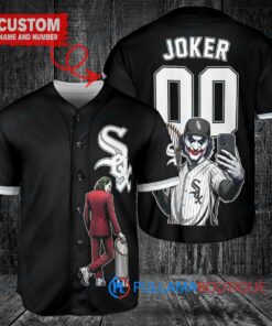 Chicago White Sox x Joker DC Comics with Trophy Custom Baseball Jersey Black