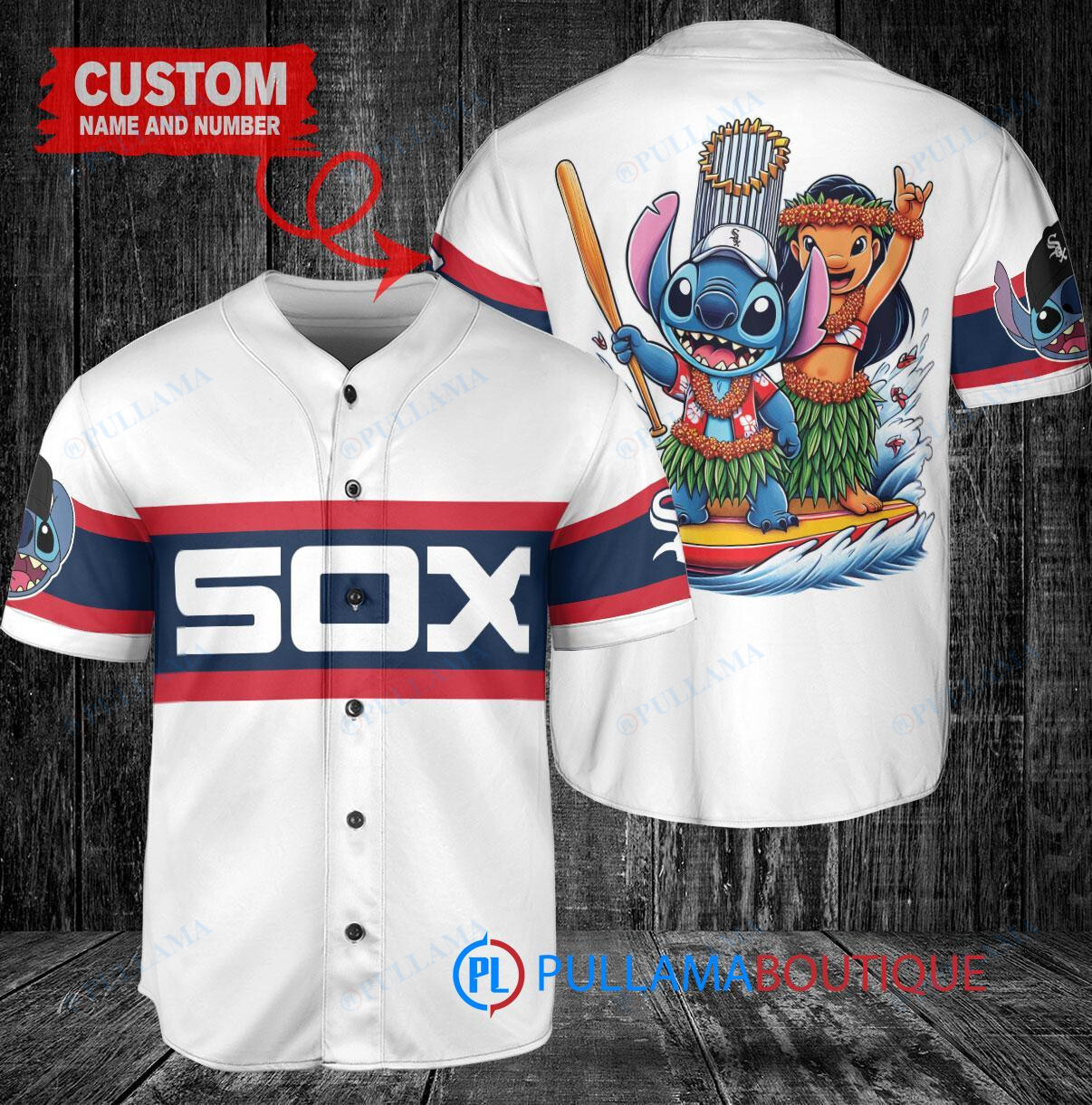 Cleveland Guardians x Lilo & Stitch with Trophy Baseball Jersey White