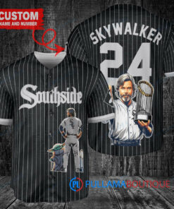 Chicago White Sox x Luke Skywalker Star Wars with Trophy Custom Baseball Jersey Black City Connect