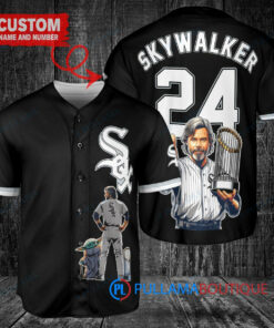 Chicago White Sox x Luke Skywalker Star Wars with Trophy Custom Baseball Jersey Black