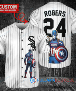 Chicago White Sox x Marvel Captain America Steve Rogers with Trophy Custom Baseball Jersey White