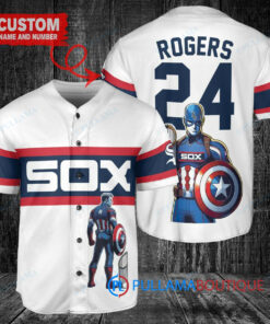 Chicago White Sox x Marvel Captain America Steve Rogers with Trophy Custom Baseball Jersey White Stripe