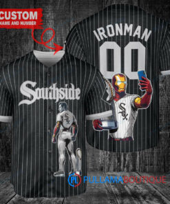 Chicago White Sox x Marvel Iron Man Tony Stark with Trophy Custom Baseball Jersey Black City Connect